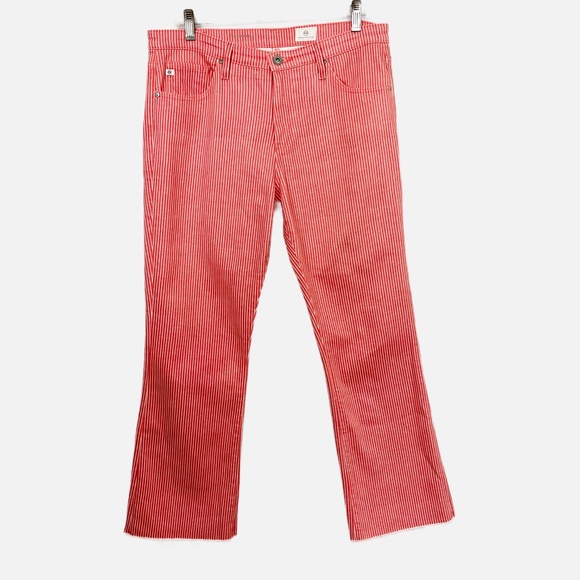 AG Adriano Goldschmied The Jodi Crop Jeans in Orange Striped Denim - Size 30 - Picture 2 of 7